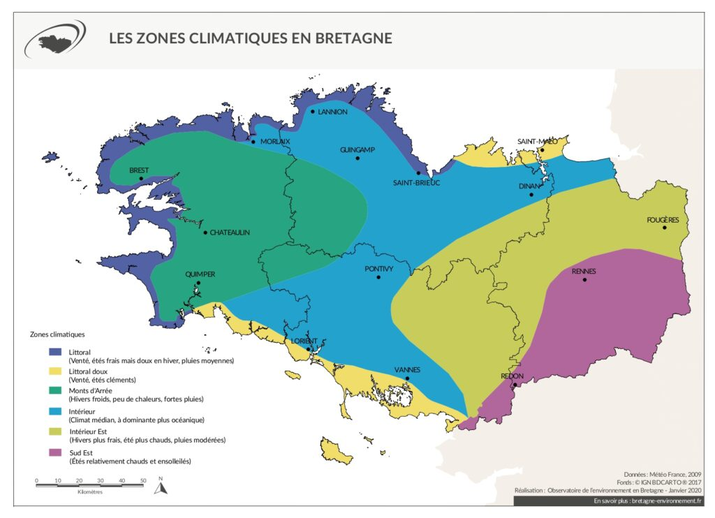 LES ZONES CLIMATIQUES DE BRETAGNE